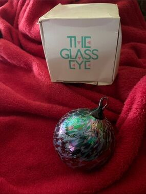 Multicolor Art Glass Ornament - Iridescent Green & Purple